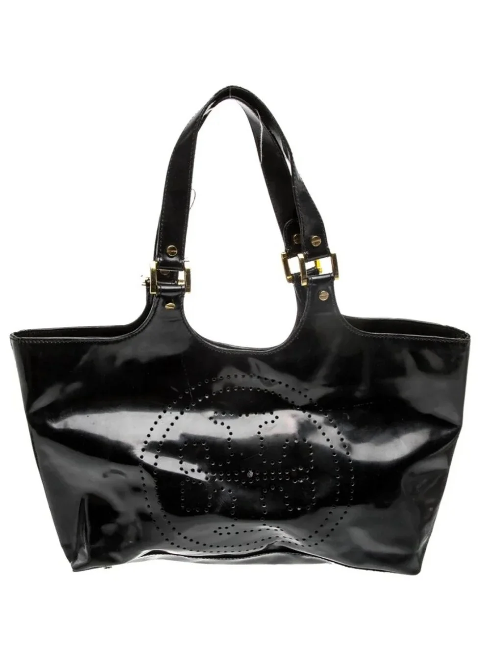 Tory Burch Authentic Black Patent Leather Top Handle Bag